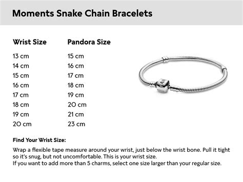 pandora charm bracelet size guide